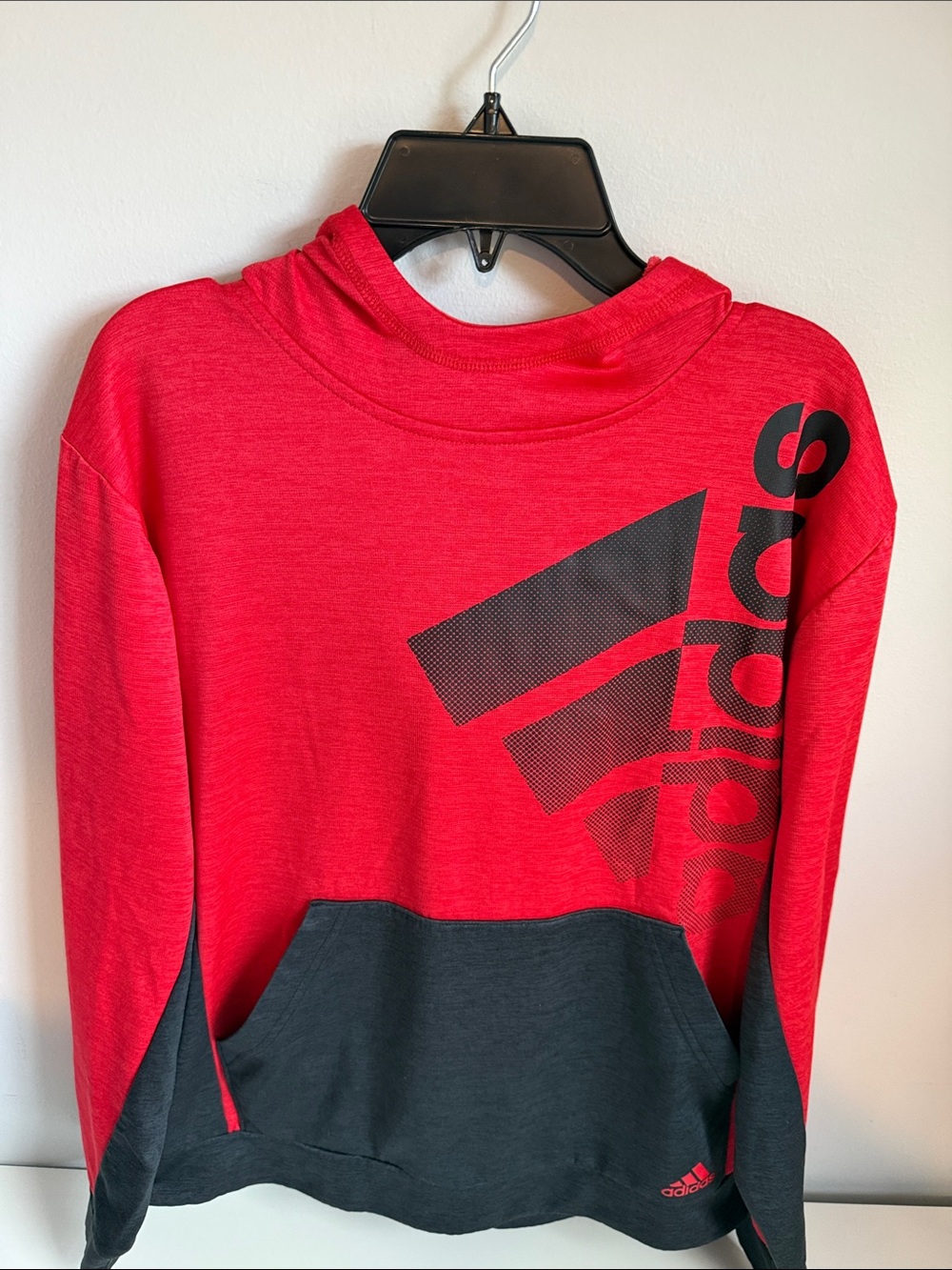 adidas Red and Black Kids Pullover Hoodie with Logo